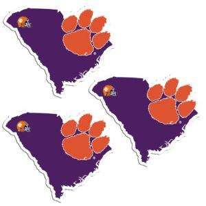 Siskiyou C3HSD69 Unisex NCAA Clemson Tigers Home State Decal - One Size - Pack of 3