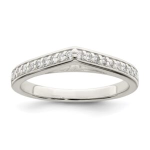 Sterling Silver Polished CZ Pointed Ring - Size 6