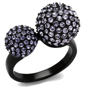 TK2285-5 Women IP Black Stainless Steel Ring with Top Grade Crystal in Multi Color - Size 5