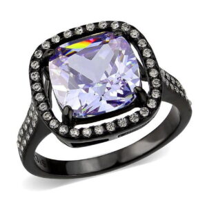 TK3734-6 IP Black Stainless Steel Ring with AAA Grade CZ, Light Amethyst - Size 6