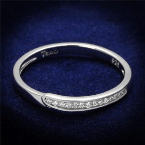 TS472-8 Women Rhodium 925 Sterling Silver Ring with AAA Grade CZ in Clear - Size 8