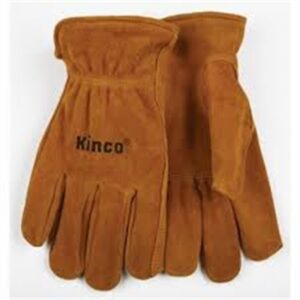 Unlined Golden Suede Cowhide, Keystone Thumb & Shirred Elastic Back Work Gloves - Medium