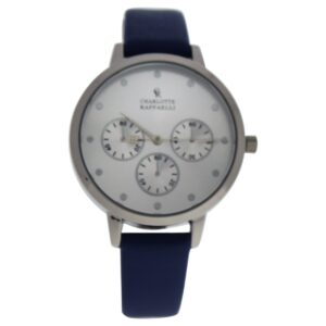W-WAT-1513 La Basic - Silver & Blue Leather Strap Watch for Women - CRB013