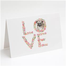 WDK4468GCA7P 5 x 7 in. Unisex Pug No.6 Love Greeting Cards & Envelopes - Pack of 8