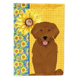 WDK5425GF 11.25 x 15.5 in. Summer Sunflowers Mahogany Golden Retriever Garden Flag