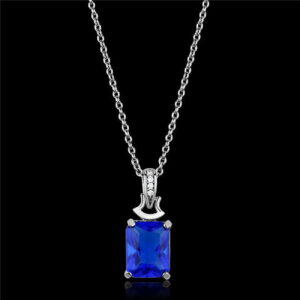 Women Rhodium 925 Sterling Silver Chain Pendant with Synthetic in Montana - 16 in.